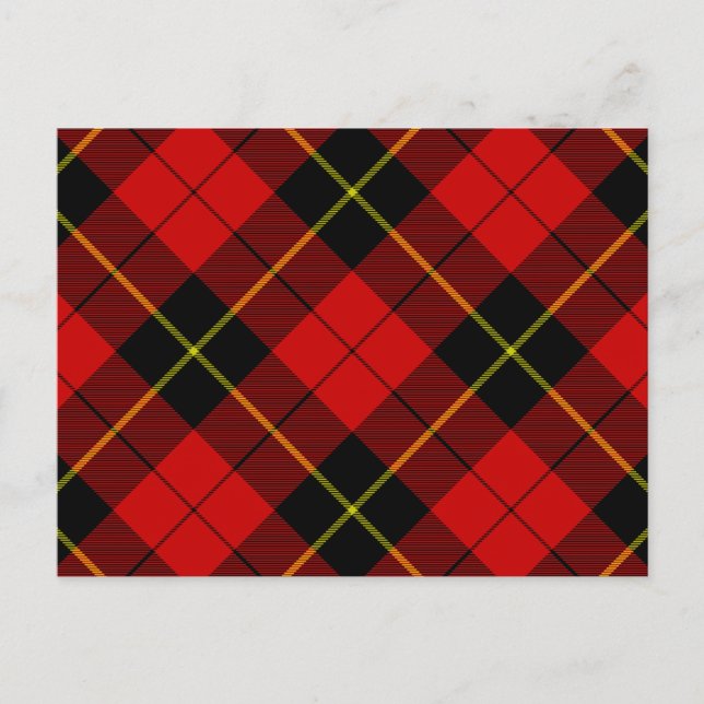 Wallace tartan red black plaid postcard (Front)