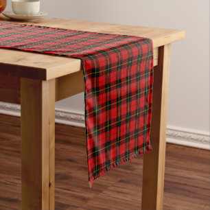 Wallace tartan red black plaid short table runner