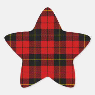 Wallace tartan red black plaid star sticker