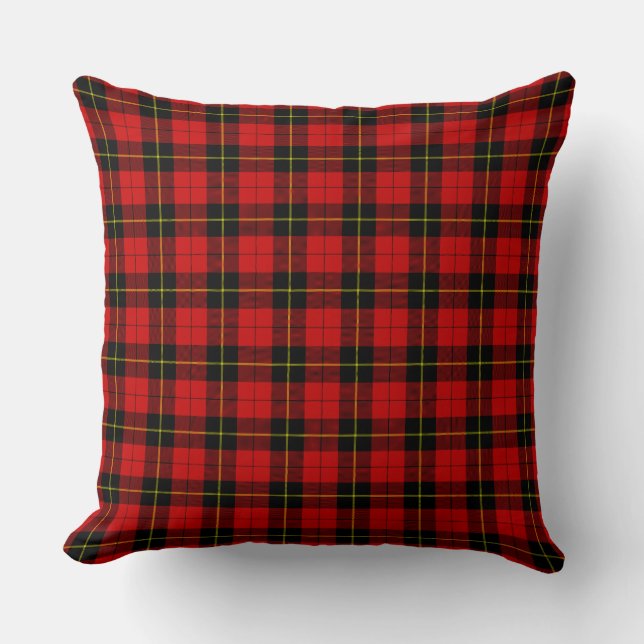 Wallace tartan red black plaid throw pillow (Front)