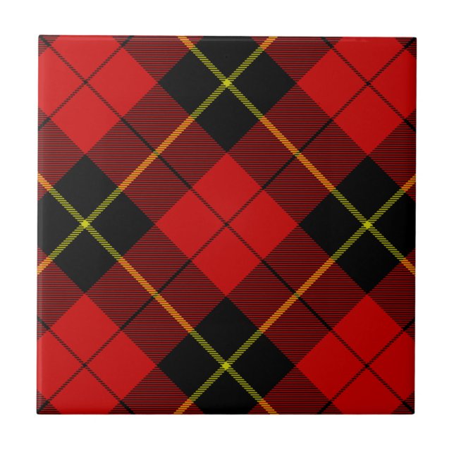Wallace tartan red black plaid tile (Front)