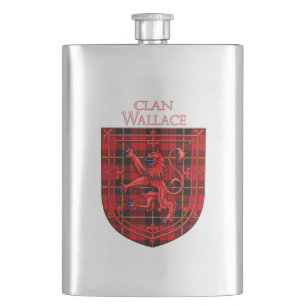 Wallace Tartan Scottish Plaid Lion Rampant Hip Flask