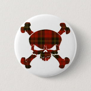 Wallace Tartan Skull No Banner 2 Inch Round Button