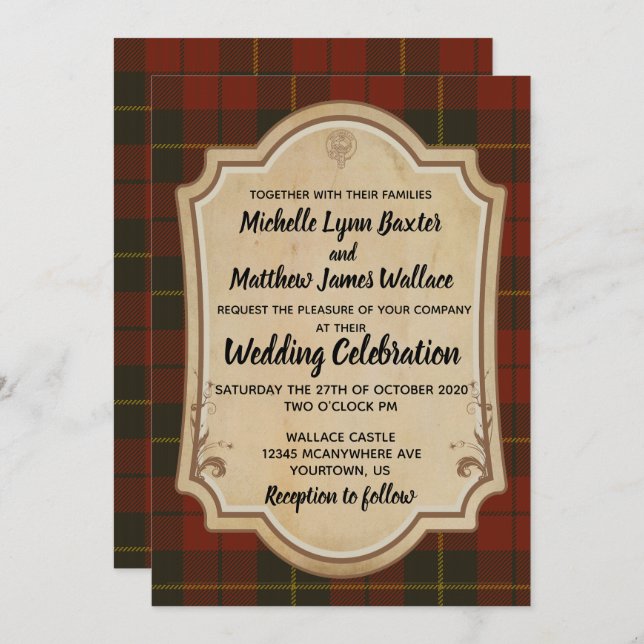 Wallace Tartan Wedding Invitation (Front/Back)