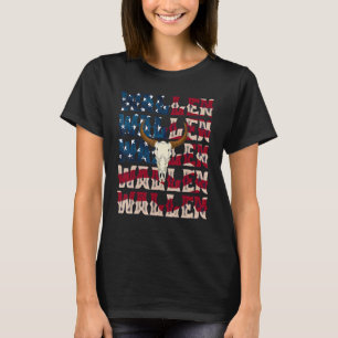 Wallen Cow Skull American Flag Red White Blue Merc T-Shirt