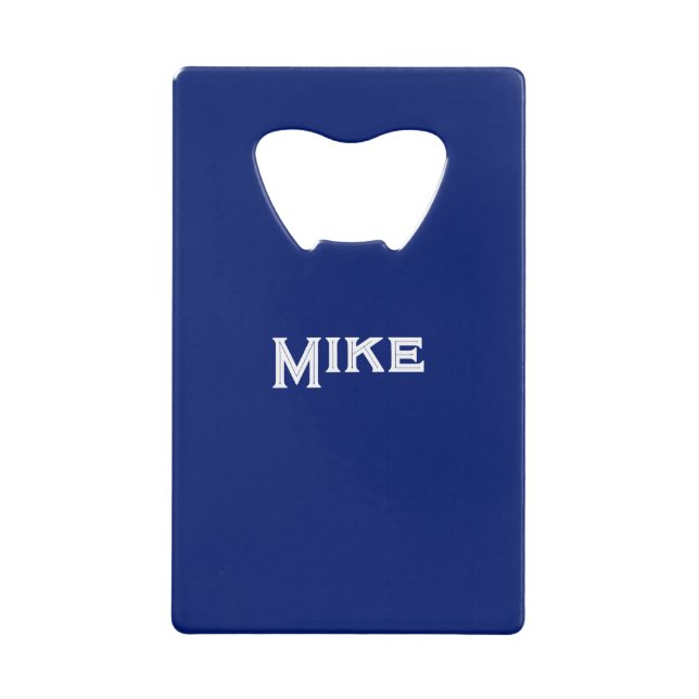 Wallet Personalize Name Bottle Opener Blue Credit Card Bottle Opener (Front)