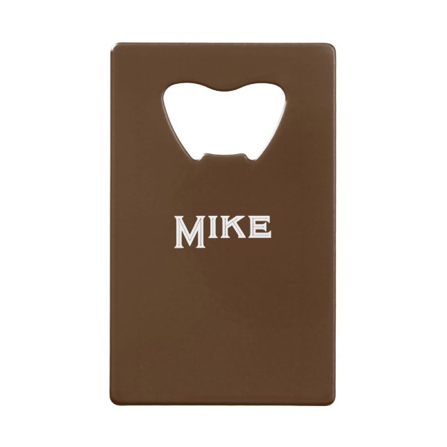 Wallet Personalize Name Bottle Opener Brown Credit Card Bottle Opener (Front)