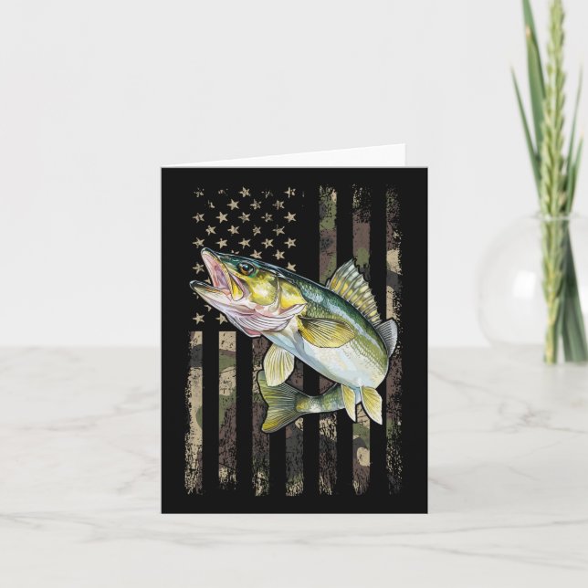 Walleye Camo American Flag  Card (Front)