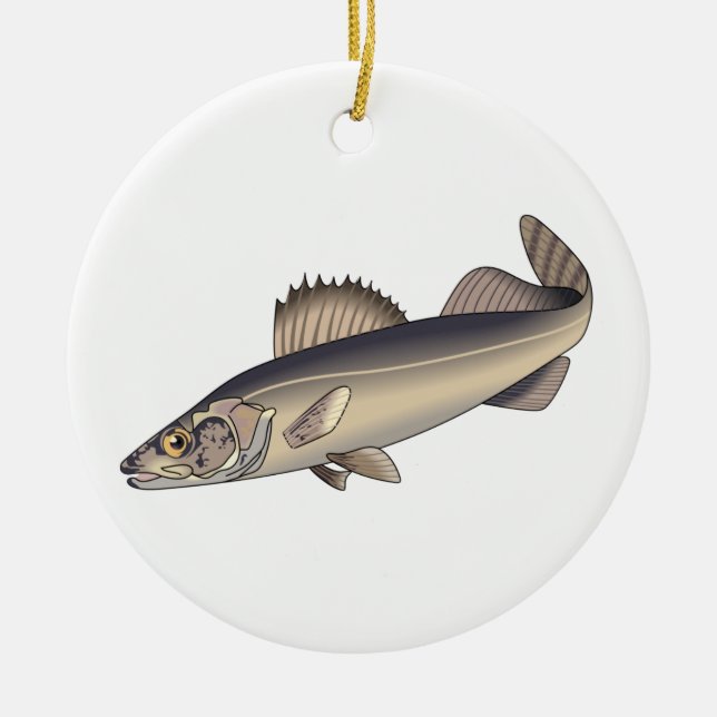 Walleye Fish Ceramic Ornament (Front)