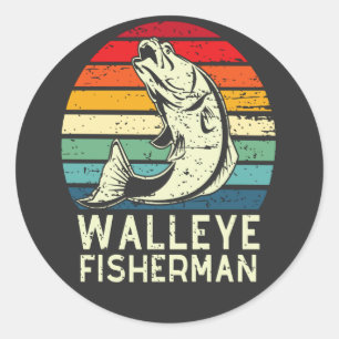 walleye fisherman cool walleye fishing design classic round sticker