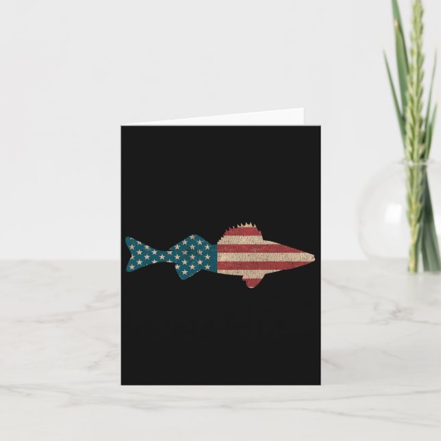 Walleye Fishing American Flag Sauger Angling  Card (Front)