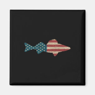 Walleye Fishing American Flag Sauger Angling Magnet