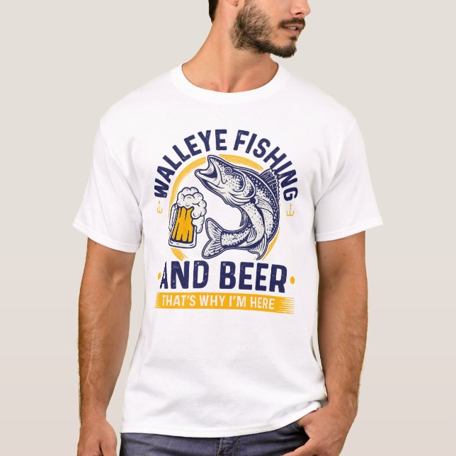 Walleye Fishing and Beer T-Shirt (Front)