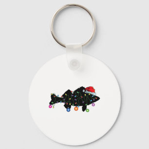 Walleye Fishing Funny Christmas Lights Fish Santa  Keychain