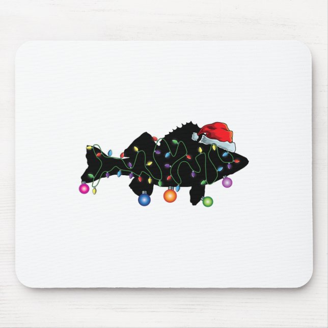 Walleye Fishing Funny Christmas Lights Fish Santa  Mouse Pad (Front)