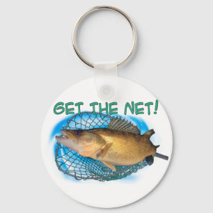 Walleye fishing net keychain