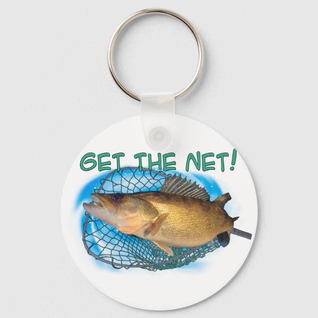 Walleye fishing net keychain (Front)