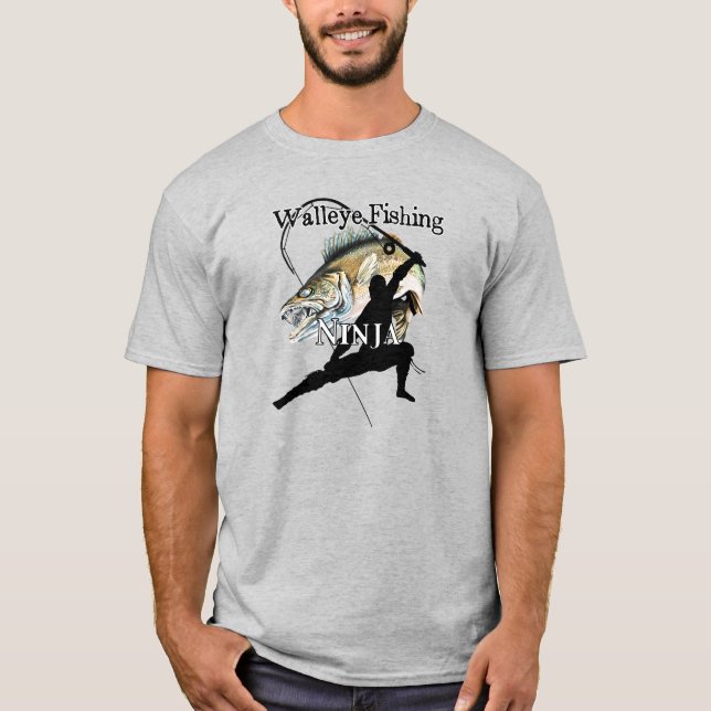 Walleye Fishing Ninja Light Fishing T-Shirt (Front)