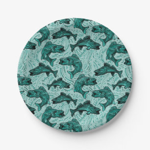 Walleye Fishing Paper Plate