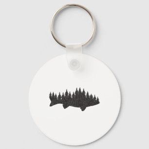 Walleye Fishing Sauger Fisherman Pine Forest  Keychain