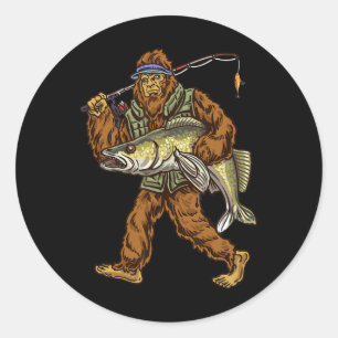 Walleye Fishing Sauger Hunting Bigfoot Fishermen  Classic Round Sticker