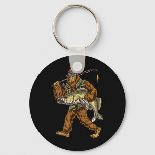 Walleye Fishing Sauger Hunting Bigfoot Fishermen Keychain