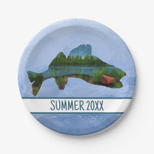Walleye Fishing Tent Camping Lake Paper Plate