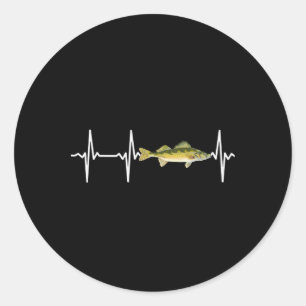 Walleye Heartbeat For Freshwater Fish Fishing Love Classic Round Sticker
