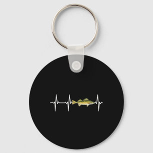 Walleye Heartbeat For Freshwater Fish Fishing Love Keychain