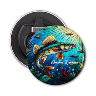 Walleye Pike in Lake Modern Bottle Opener