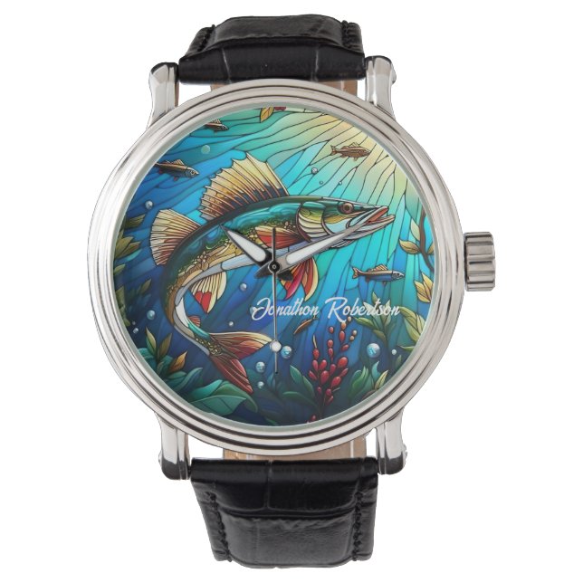 Walleye Pike in Lake Modern Watch (Front)