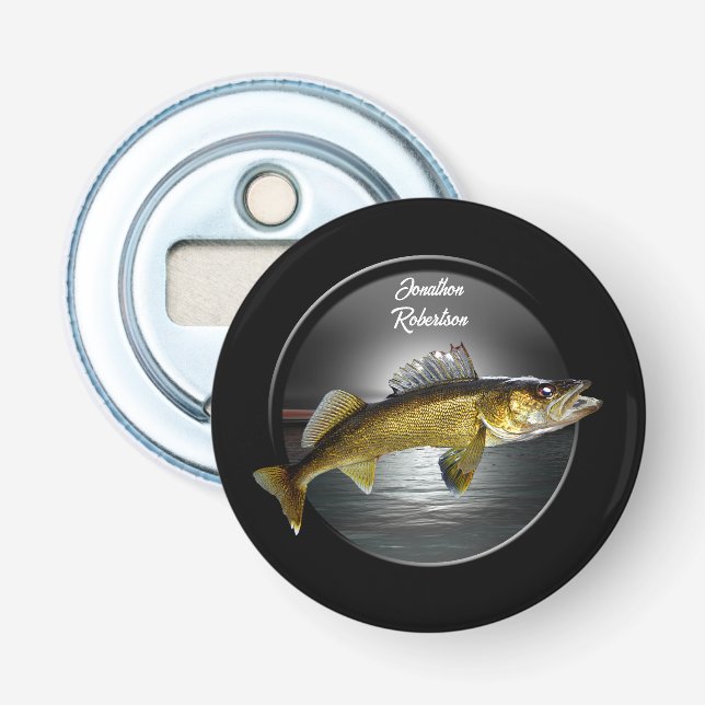 Walleye Pikes on Deep Blue Background Bottle Opener (Front)