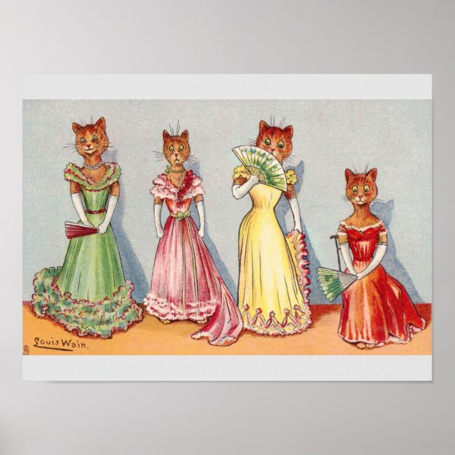 Wallflower Cats by Louis Wain Poster (Front)