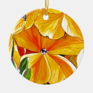 Wallflower original watercolour floral art ceramic ornament