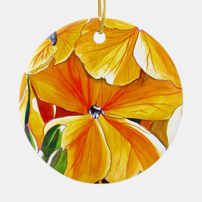 Wallflower original watercolour floral art ceramic ornament (Front)