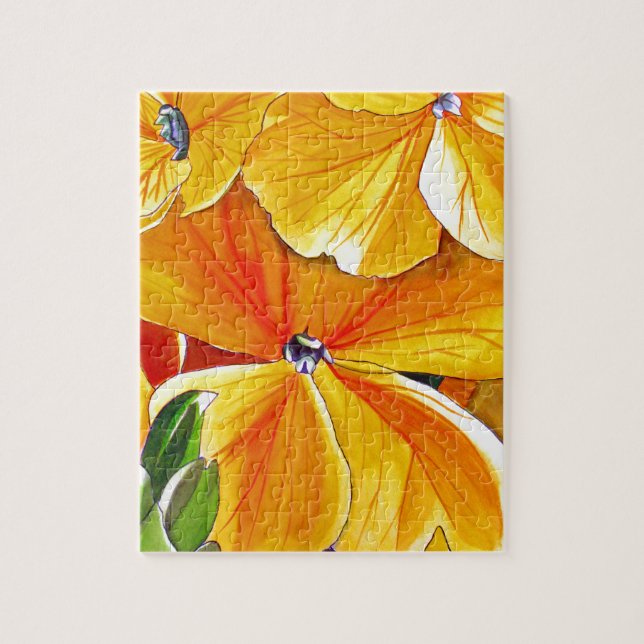 Wallflower original watercolour floral art jigsaw puzzle (Vertical)