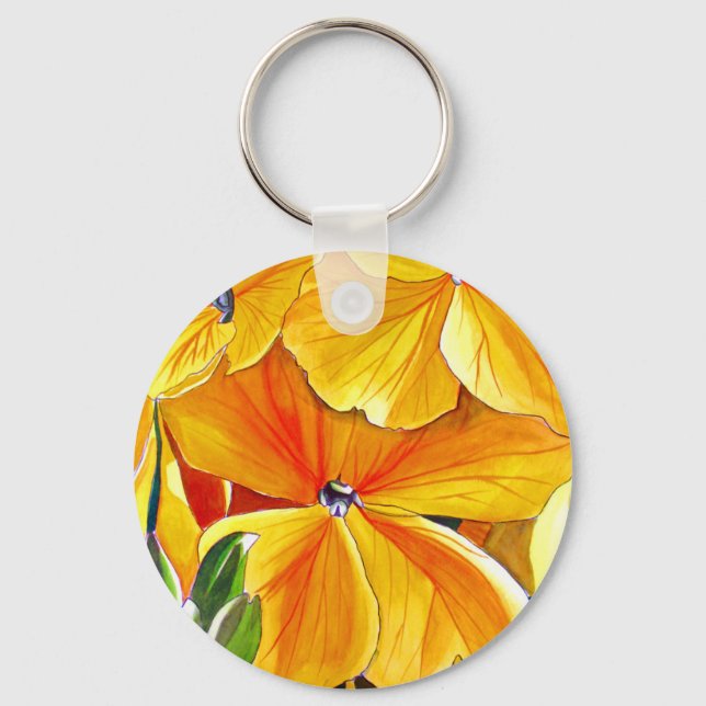 Wallflower original watercolour floral art keychain (Front)