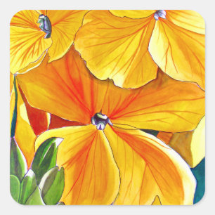 Wallflower original watercolour floral art square sticker