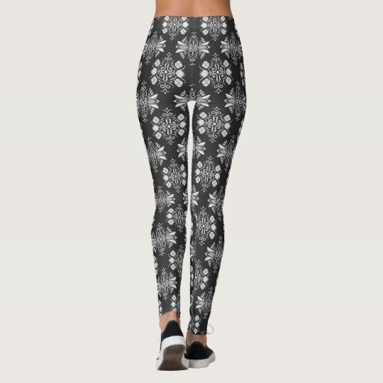 Wallflowers White on Charcoal Leggings