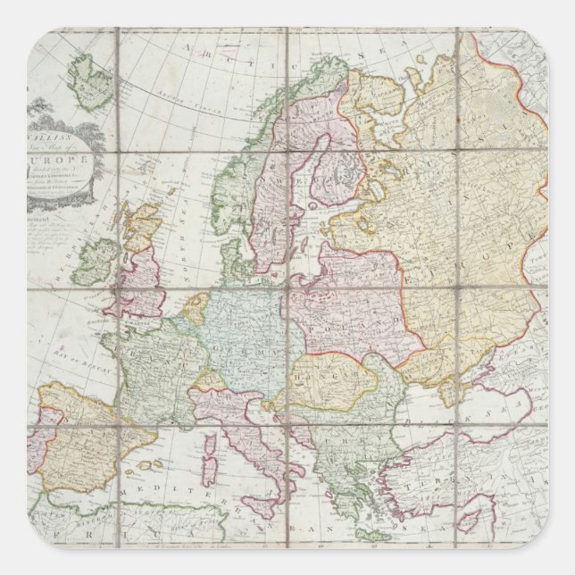 Wallis' New Map of Europe Square Sticker (Front)