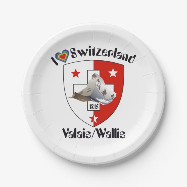 Wallis / Switzerland - Valais / Suisse Teller Paper Plate (Front)