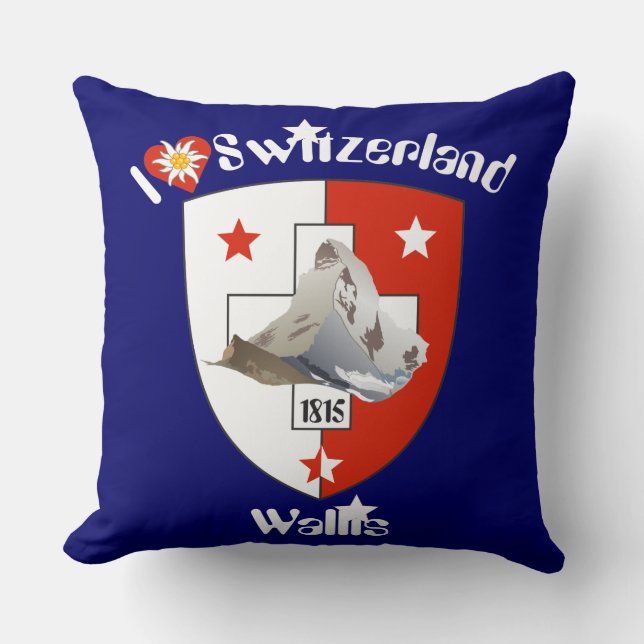 Wallis Valais Schweiz Suisse Kissen Throw Pillow (Front)