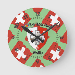 Wallis Valais Schweiz Suisse Uhr Round Clock
