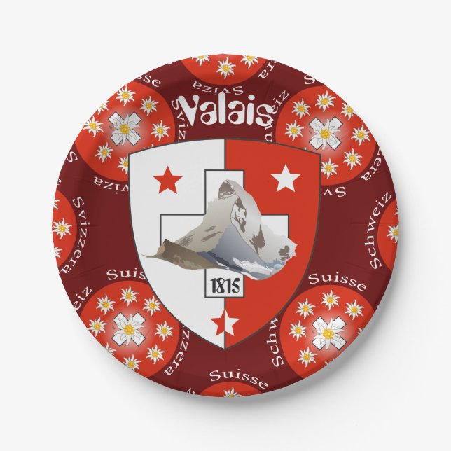 Wallis - Valais Switzerland - Suisse Teller Paper Plate (Front)