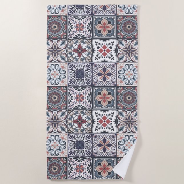 Wallpaper Backsplashes/Talavera inspired tiles 2 Beach Towel (Front)