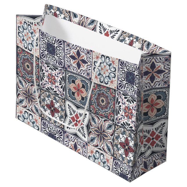 Wallpaper Backsplashes/Talavera inspired tiles 2 Large Gift Bag (Front Angled)