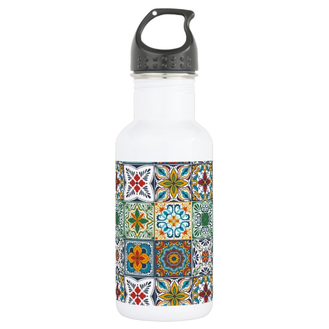 Wallpaper Backsplashes/Talavera inspired tiles 532 Ml Water Bottle (Front)