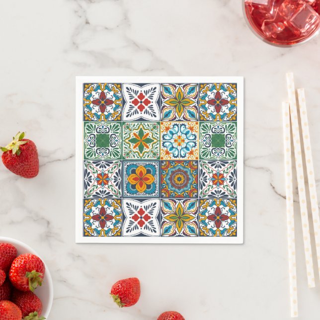 Wallpaper Backsplashes/Talavera inspired tiles Napkin (Insitu)