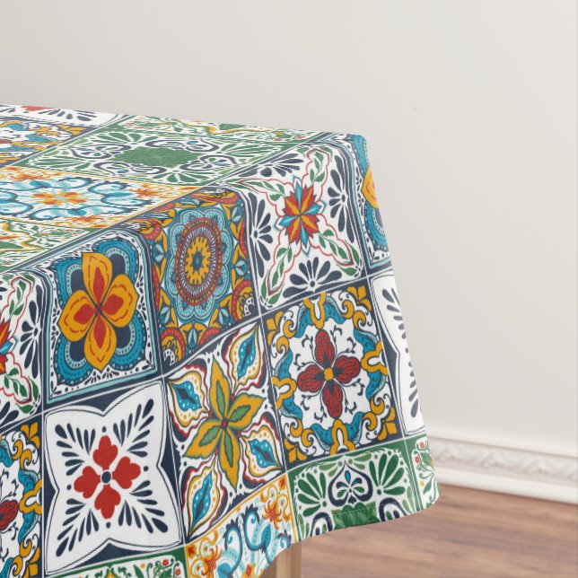 Wallpaper Backsplashes/Talavera inspired tiles Tablecloth (In Situ)