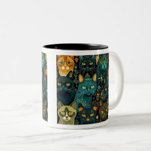 Wallpaper Cats Two-Tone Mug, 11 oz  Two-Tone Coffee Mug
